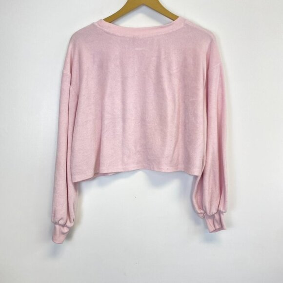 Stoney Clover Lane Pink Terry Cloth Cropped Sweatshirt - Picture 9 of 12